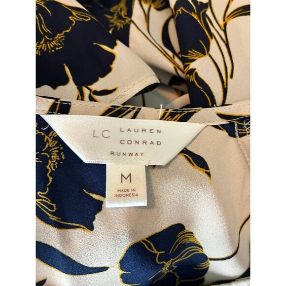 Lauren Conrad Womens Size M Floral Blouse Long Sleeve Tunic Top Shirt Flowy - Picture 5 of 6